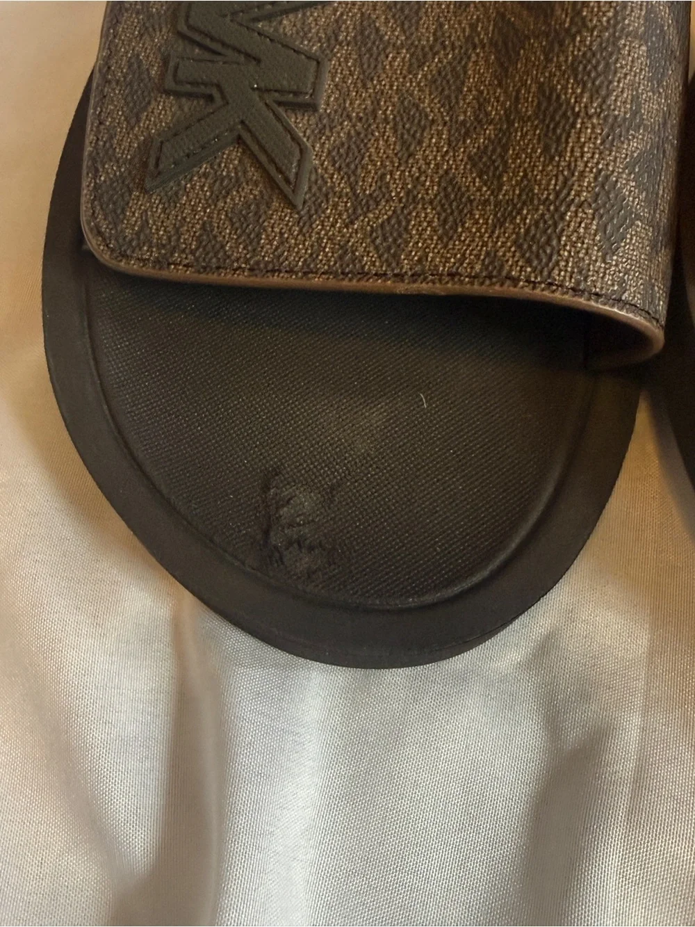 Michael Kors Women's Brown MK Logo Slide Sandals